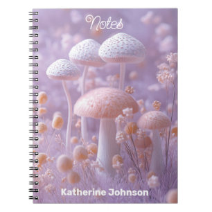 Ethereal Plush Mushroom Garden,Soft Pastel Fantasy Notebook