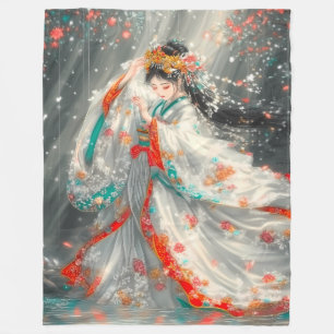 Ethereal Princess in a Fantasy Garden Fleece Blanket