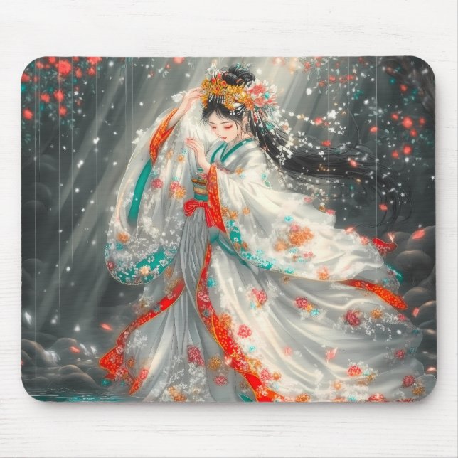 Ethereal Princess in a Fantasy Garden Mouse Pad (Front)