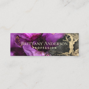 Ethereal Purple Black and Gold Abstract Custom Mini Business Card