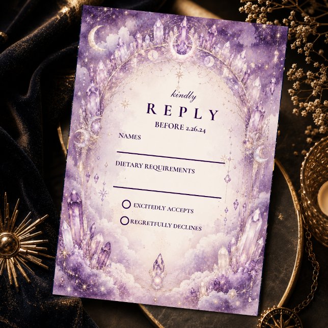 Ethereal Purple Celestial Wedding RSVP Card (Creator Uploaded)