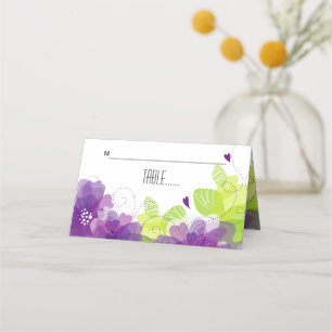 Ethereal purple flowers floral wedding escort card