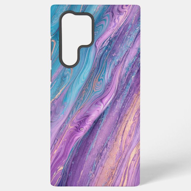 Ethereal Purple & Turquoise Marble Art Phone Case (Back)
