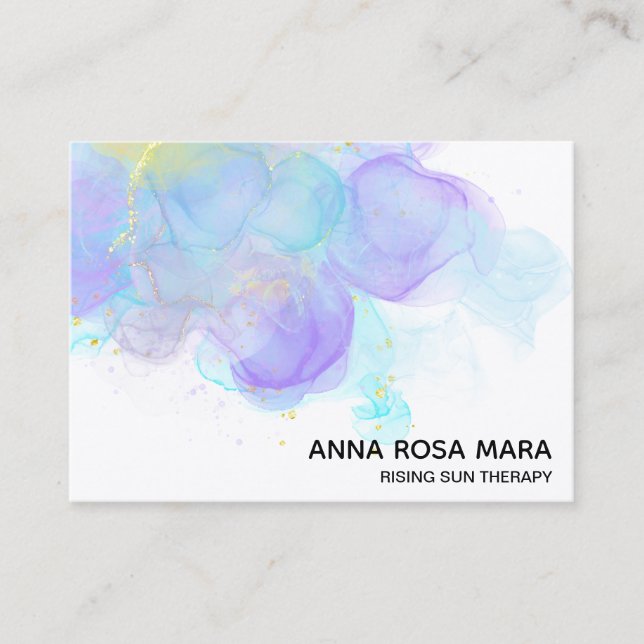 *~* Ethereal  QR AP46 Gold Glitter Abstract Logo Business Card (Front)