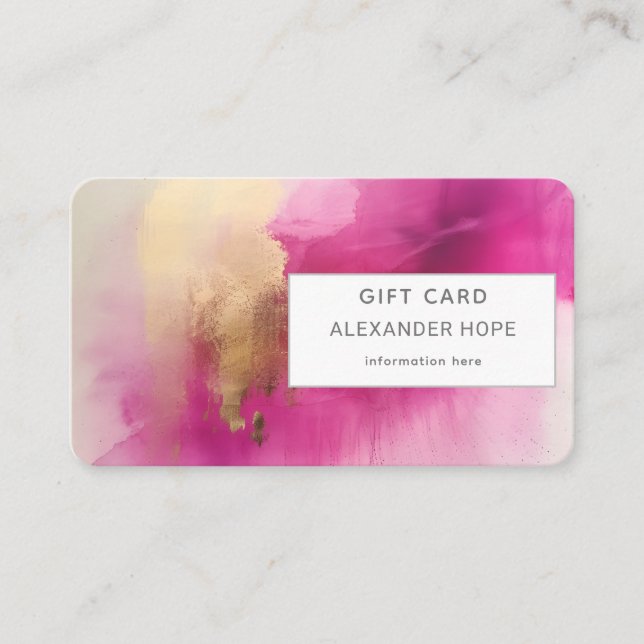 Ethereal Radiance | Pink & Gold Gift Business Card (Front)