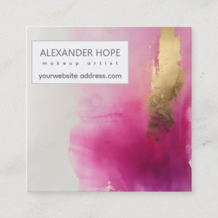 Ethereal Radiance Pink & Gold Square Business Card