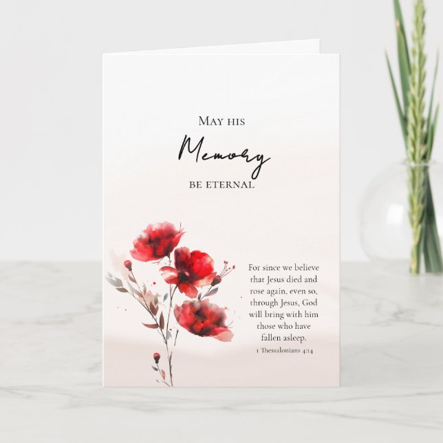 Ethereal Red Flowers Memory Eternal Orthodox  Card (Front)