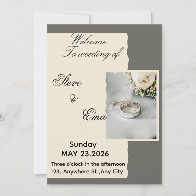 Ethereal Romantic Wedding Invitation | Soft & Time (Front)