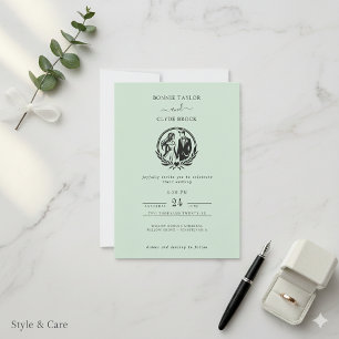 Ethereal Sage Green Elegant Wedding Invitation