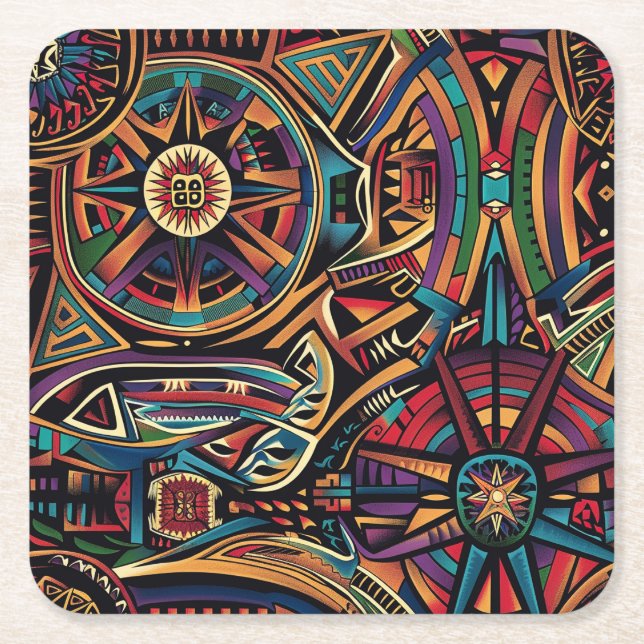 Ethereal Sapphire "Forbidden Keywords Not Used" De Square Paper Coaster (Front)