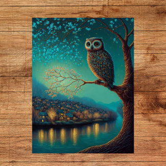 Ethereal Scenic Poster Print with Stunning Owl 