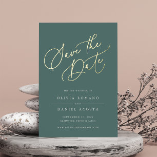 Ethereal Script Foil Save the Date Card