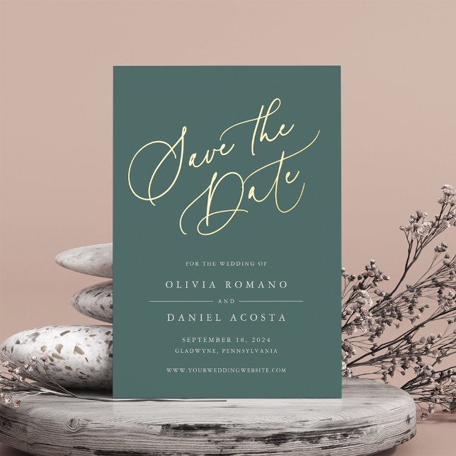 Ethereal Script Foil Save the Date Card (Creator Uploaded)