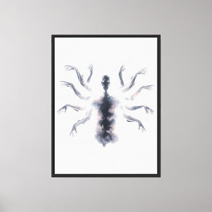 Ethereal Shadow Spirit – Surreal Multi-Armed Ghost Canvas Print