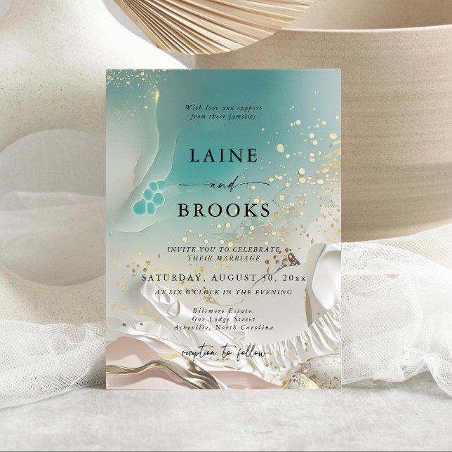 Ethereal Shoreline Minimalist Beach Wedding Invitation (Creator Uploaded)