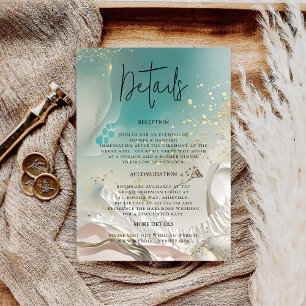 Ethereal Shoreline Minimalist Wedding Details Info Enclosure Card