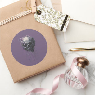 Ethereal Skull Abstract Grunge Dark Art Classic Round Sticker