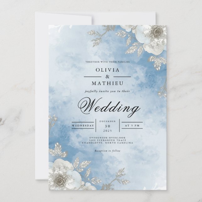 Ethereal Sky Floral Arch Wedding Invitation (Front)