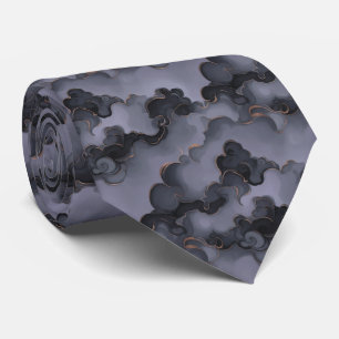 Ethereal Slate Gray and Lavender Abstract Smoke Tie