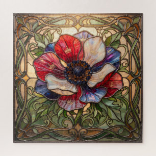 Ethereal Stained Glass Anemone Flower Puzzle