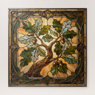 Ethereal Stained Glass Oak Branch Puzzle