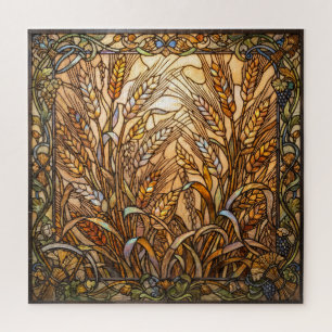 Ethereal Stained Glass Wheat Stalks Puzzle