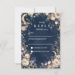 Ethereal Starry Nights Celestial Wedding RSVP Card