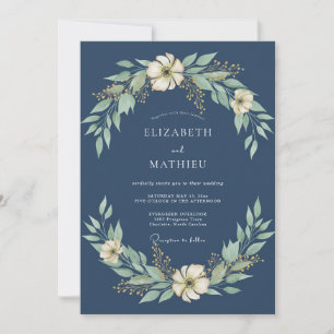 Ethereal Steel Painted Leafy Wedding Invitation