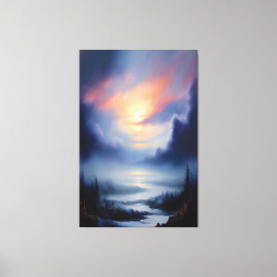 Ethereal Sunrise Over Misty Mountains Landscape  Canvas Print