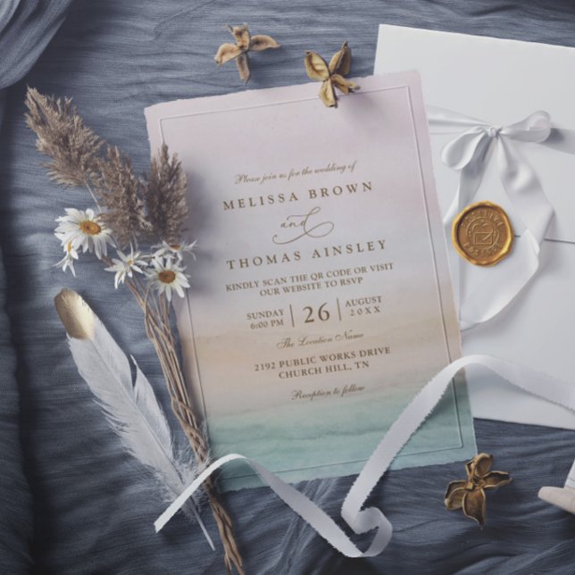 Ethereal Sunset Rustic Elegant Modern Wedding Invitation (Creator Uploaded)