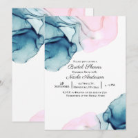 Ethereal Teal Pink Elegant Modern Bridal Shower