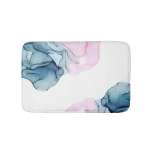 Ethereal Teal & Pink Inky Fantasy Glamour Bath Mat
