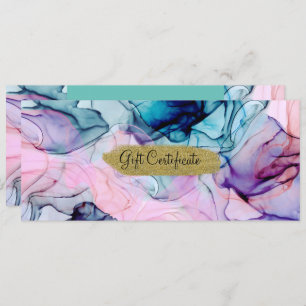 Ethereal Teal Pink Purple Inky Gift Certificate Invitation