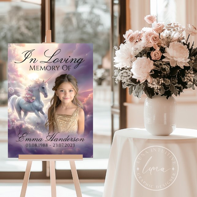  Ethereal Unicorn Memorial Poster  (Main display of our custom unicorn memorial poster, perfect for honoring loved ones.)