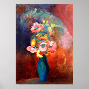 Ethereal Vase of Flowers, painting by Odilon Redon Poster