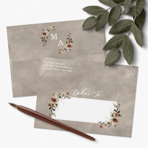 Ethereal Veil Rustic Floral Wedding Invitation Envelope