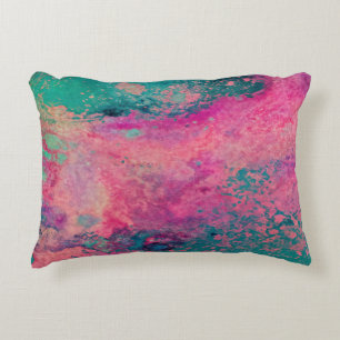 “Ethereal Vellum” – Pink Teal Blue Abstract Decorative Cushion