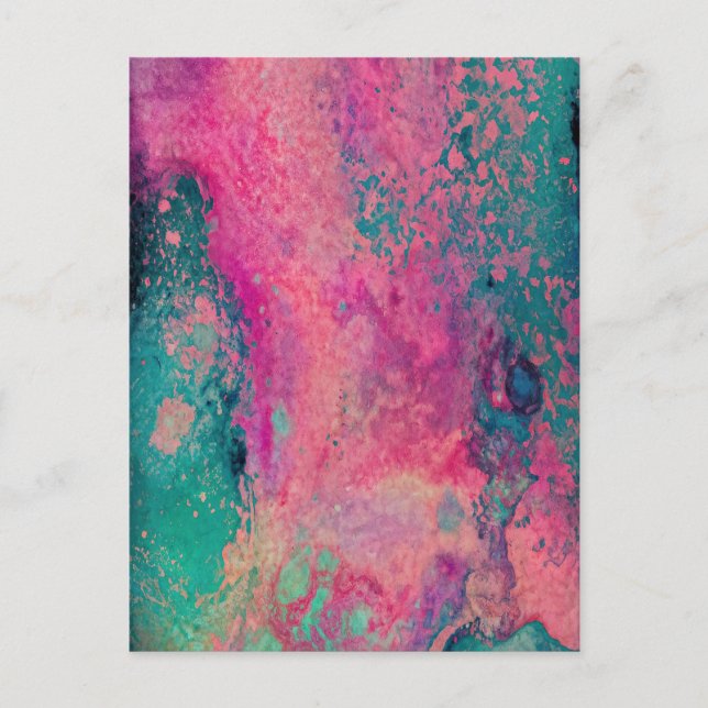 “Ethereal Vellum” – Pink Teal Blue Abstract    Postcard (Front)
