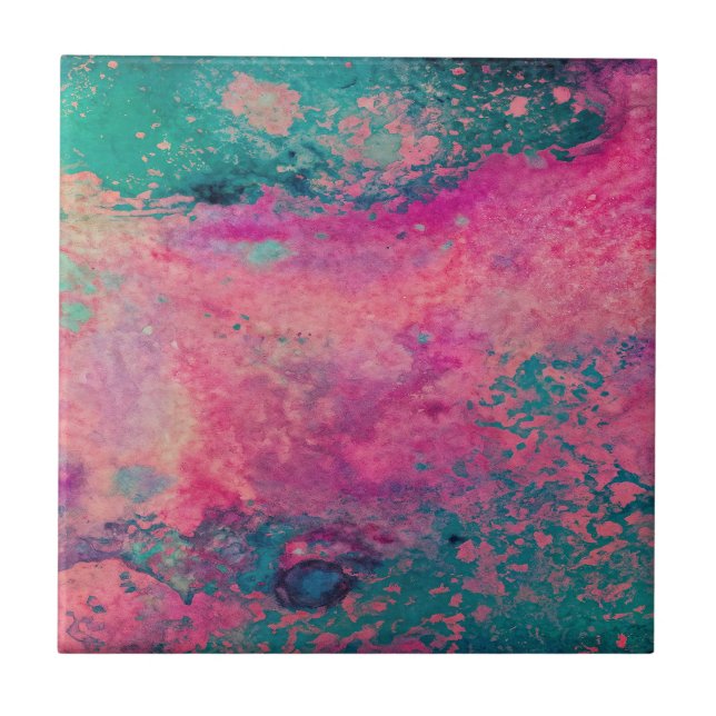 “Ethereal Vellum” – Pink Teal Blue Abstract    Tile (Front)