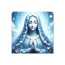 Ethereal Virgin Mary Blue Rose Portrait