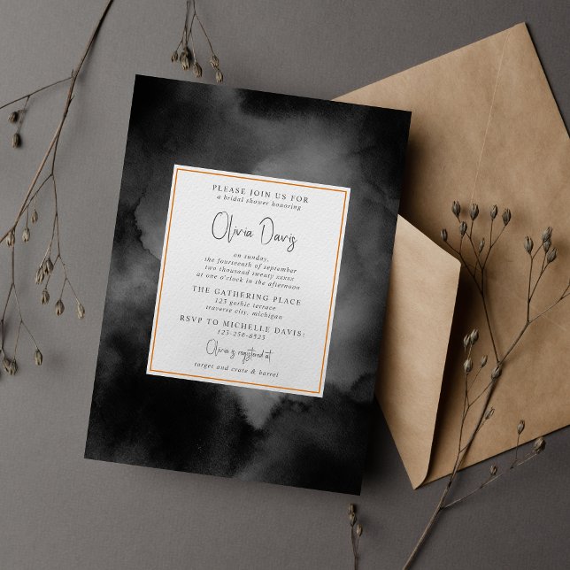 Ethereal Watercolor Black Moody Bridal Shower Invitation (Creator Uploaded)