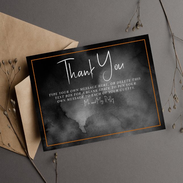 Ethereal Watercolor Black Wedding Thank You Card (Creator Uploaded)