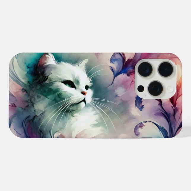 Ethereal Watercolor Cat iPhone Case (Back Horizontal)
