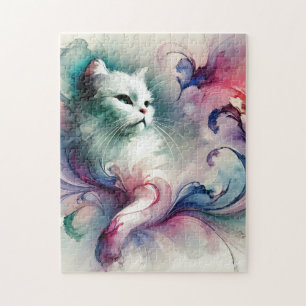 Ethereal Watercolor Cat Jigsaw Puzzle