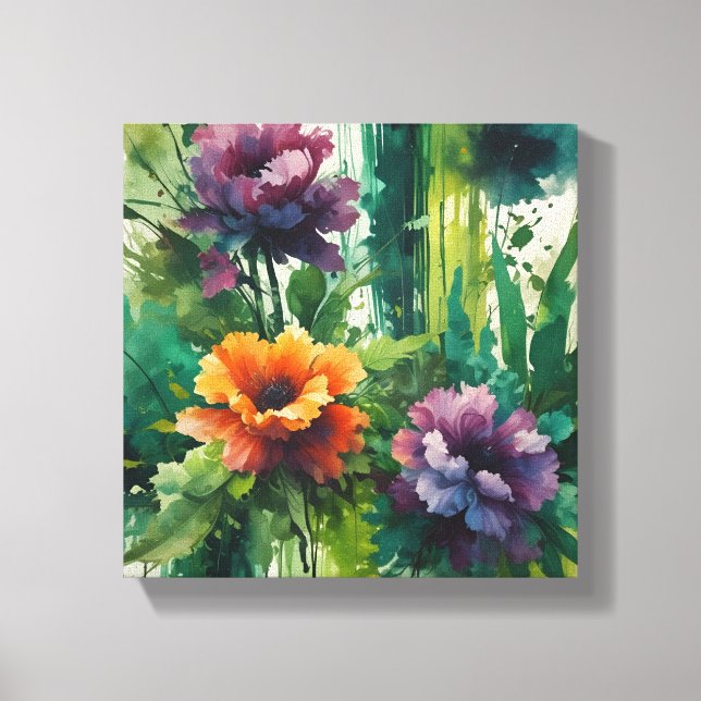 Ethereal Watercolor Floral Explosion Canvas Print (Front)