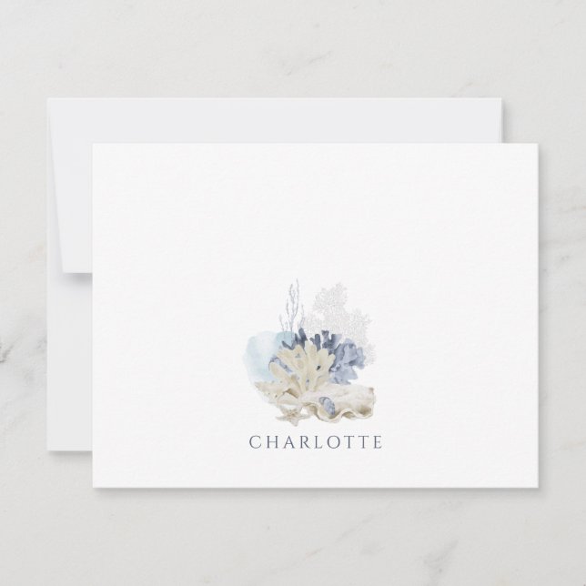 Ethereal Watercolor Ocean Coral Personalised Card (Front)