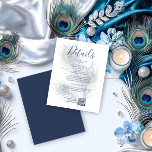 Ethereal Watercolor Wedding Peacock Feathers TLW26 Enclosure Card