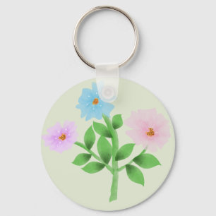 Ethereal Watercolor Wildflower Bouquet - Pastel Fl Key Ring