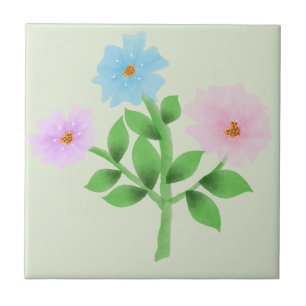 Ethereal Watercolor Wildflower Bouquet - Pastel Fl Tile