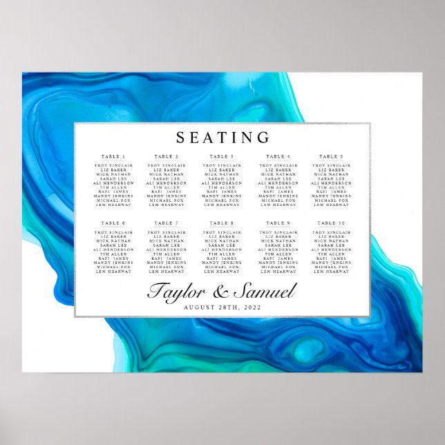 Ethereal Wave Beach Island Wedding Seating Chart M (Front)